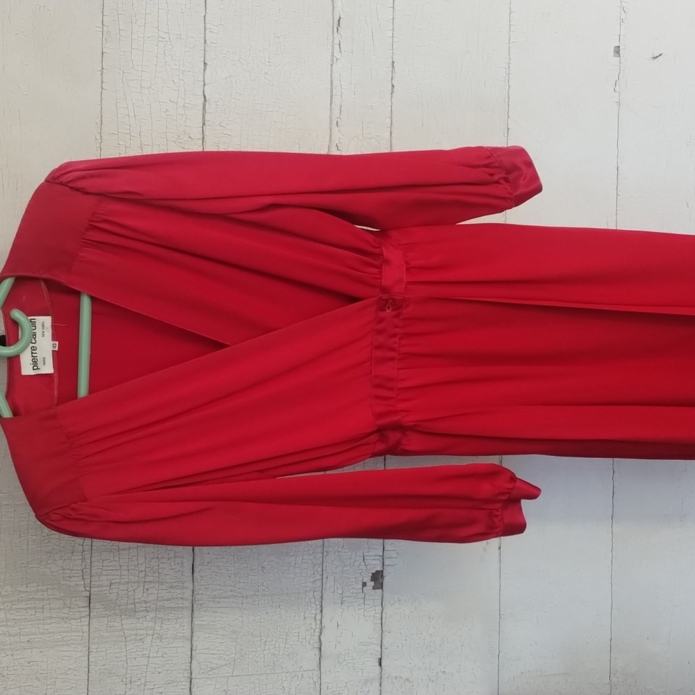 CHRISTMAS CIRCA 1980s LUXURIOUS SILK SATIN PIERRE CARDIN Wrap Dress Copy